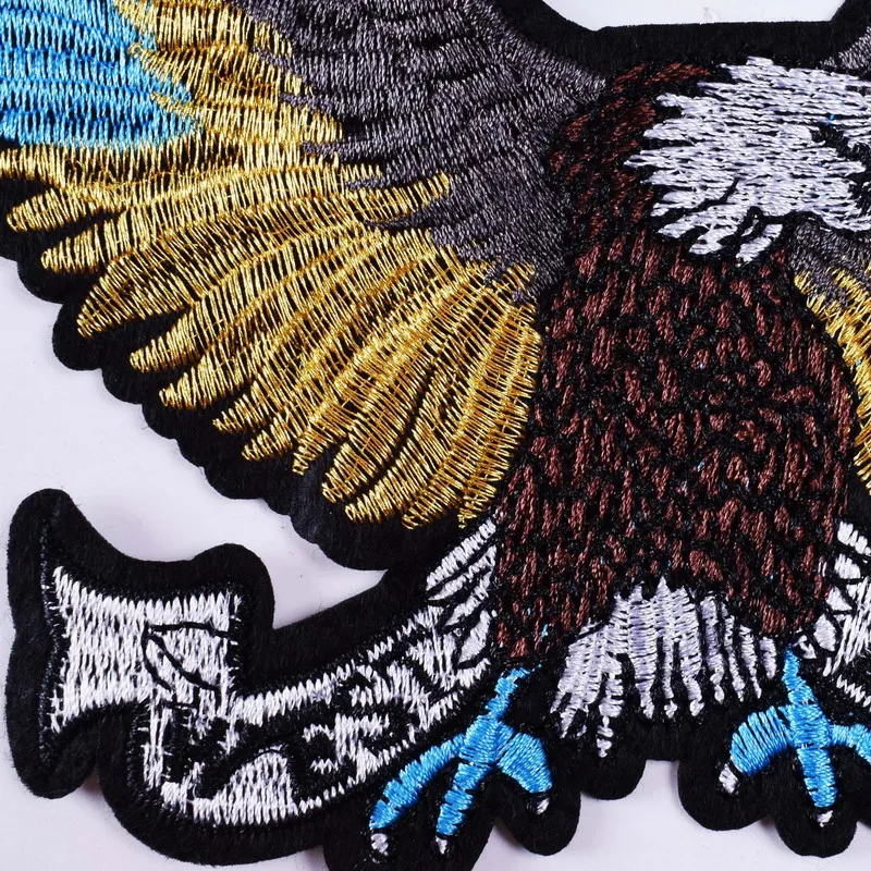 1 Pair Eagle Embroidery Animal Stickers Bird Applique Diy Craft Iron On Transfers for Clothing Repair Patches Garment NL246