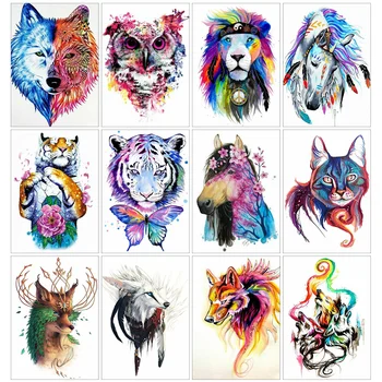 

Huacan Diamond Painting Kit Animal Mosaic Farmhouse Home Decor Tiger Embroidery Wolf Diamond Art