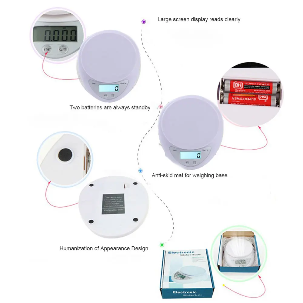 Портативные цифровые весы 5 кг/1 г с батареями ЖК-электронные весы кухонные весы Почтовые весы для баланса пищевых продуктов весовые измерительные весы