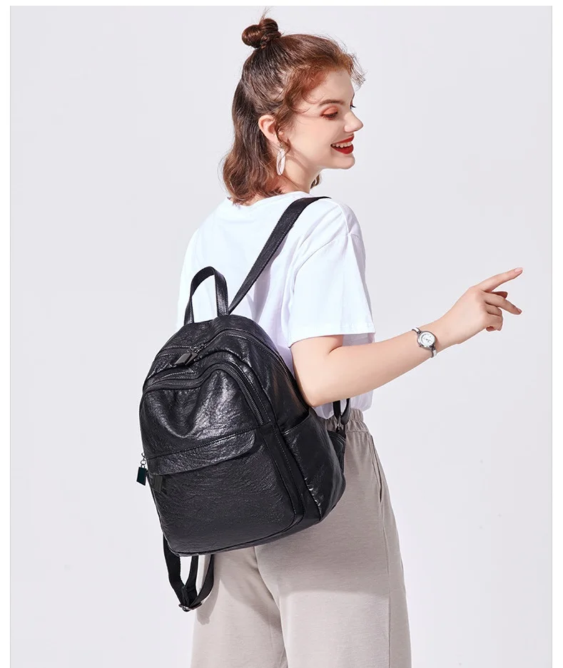 Женская Повседневная сумка на плечо из натуральной кожи, женский рюкзак из вощеной кожи, дорожная сумка, Mochila Feminina, рюкзак C1136