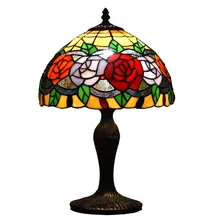 Настольная лампа в стиле Тиффани, настольный светильник с розами, 12 дюймов, ширина 18 дюймов, высокий витраж, абажур для гостиной, кофейной спальни