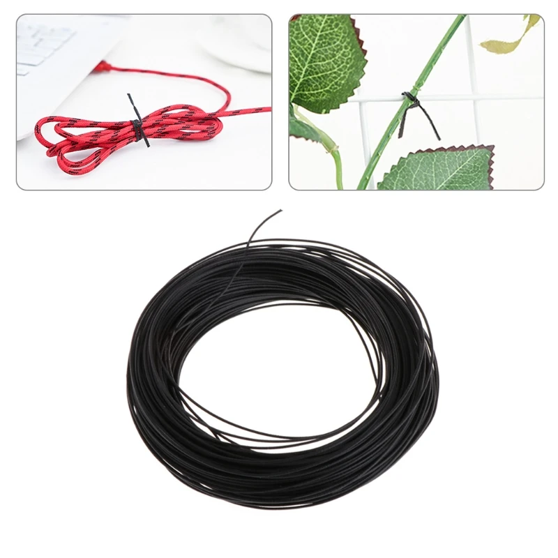 40 м садовый покрытый черный твист провод веревка галстук рулон поддержка ремень кабели
