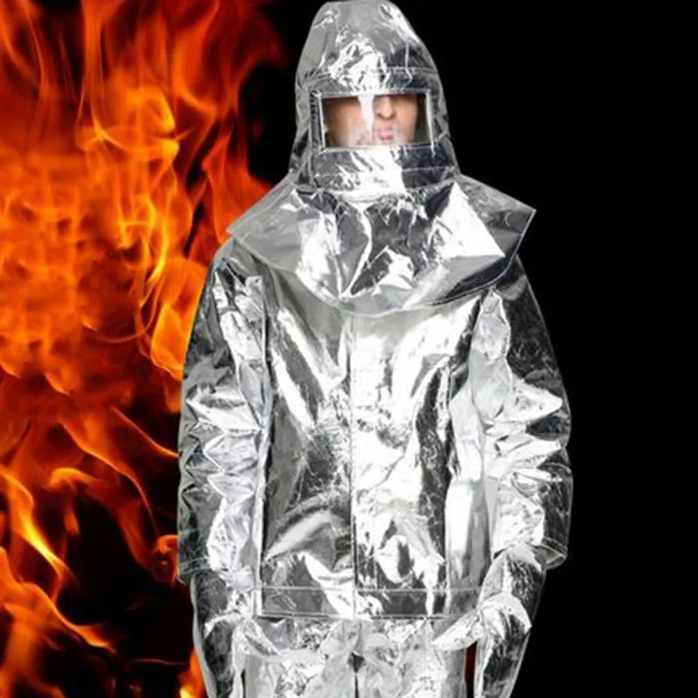 1000C Алюминий Фольга огонь охраняемых одежда Термальность изоляционная одежда огнестойкая, из алюминия Фольга тепло Теплая одежда полный набор
