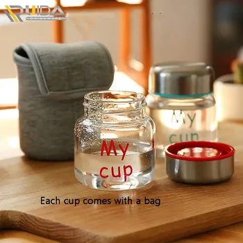 

RUIDA Small Water Bottle 150Ml Glass Portable Coffee Cup High Temperature Resistant Glass Mini Water Bottle Cute Glass Bottle
