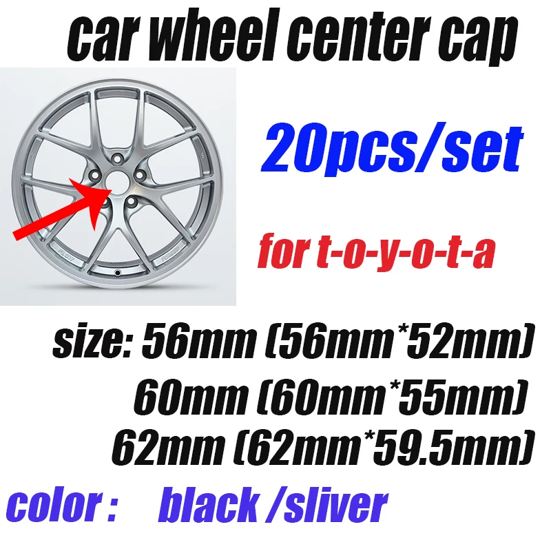 

20pcs 56mm 60mm 62mm Car Wheel Hub Center Caps Rims Wheel Covers For toyota Carolla Camry Reiz Sienna prius Land Cruiser