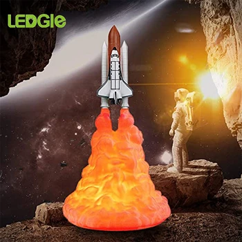 

LEDGLE 3D Print Space Shuttle Lamp Rocket Lamp Night Light Moon Lamps Materials USB Rechargeable for Rocket Lovers space light