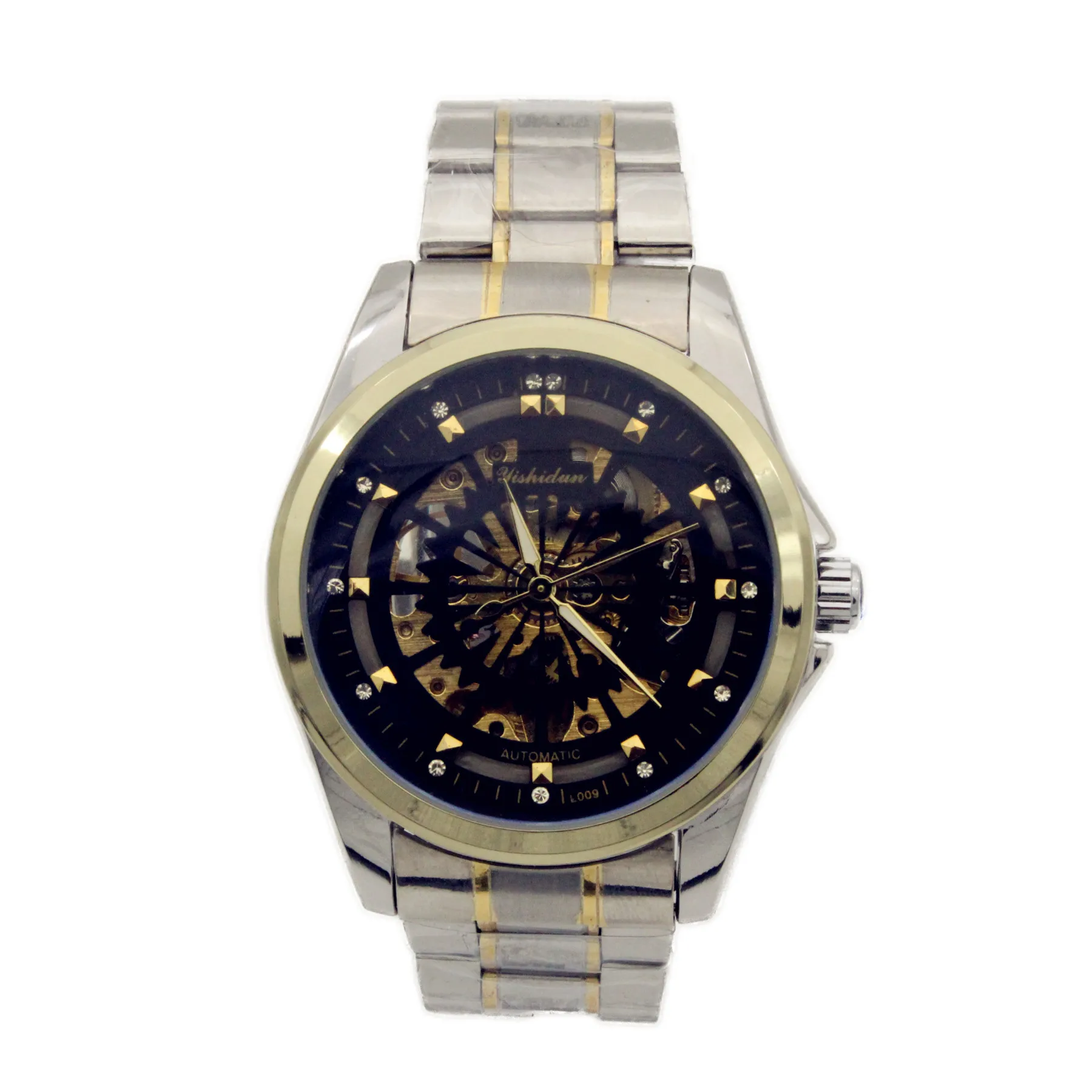 

Hot Selling Fashion Diamond Set Hollow out Back through Men Analog Watch Delicacy Steel Belt Watch Watch