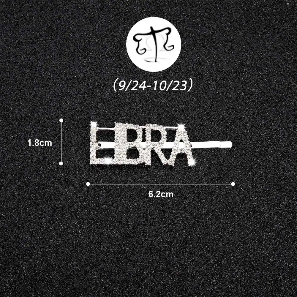 Libra 1 шт. блестящие заколки для волос с надписью Созвездие для девочек, стразы с кристаллами, заколка для волос для женщин, инструмент для укладки волос, аксессуары для волос с бриллиантами - Цвет: Libra
