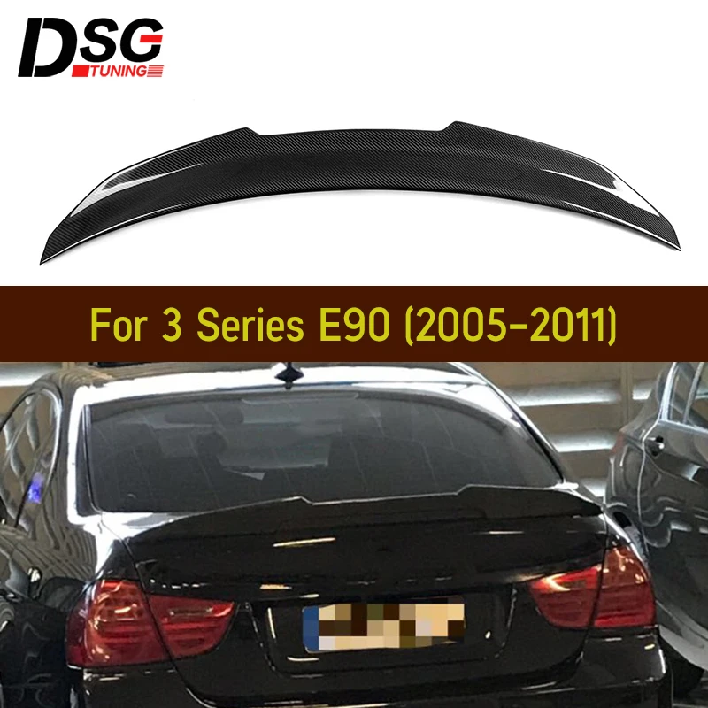 Для BMW E90 спойлер из углеродного волокна 318i 320i 325i 330i заднее крыло CF 2006 2011|Спойлеры и