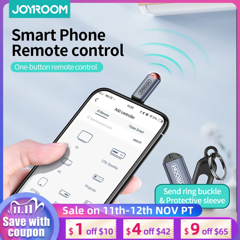 Joyroom IR Appliances Wireless Infrared Remote Control Adapter Mobile Infrared phone Transmitter For IPhone/Micro USB/Type-C afbeelding