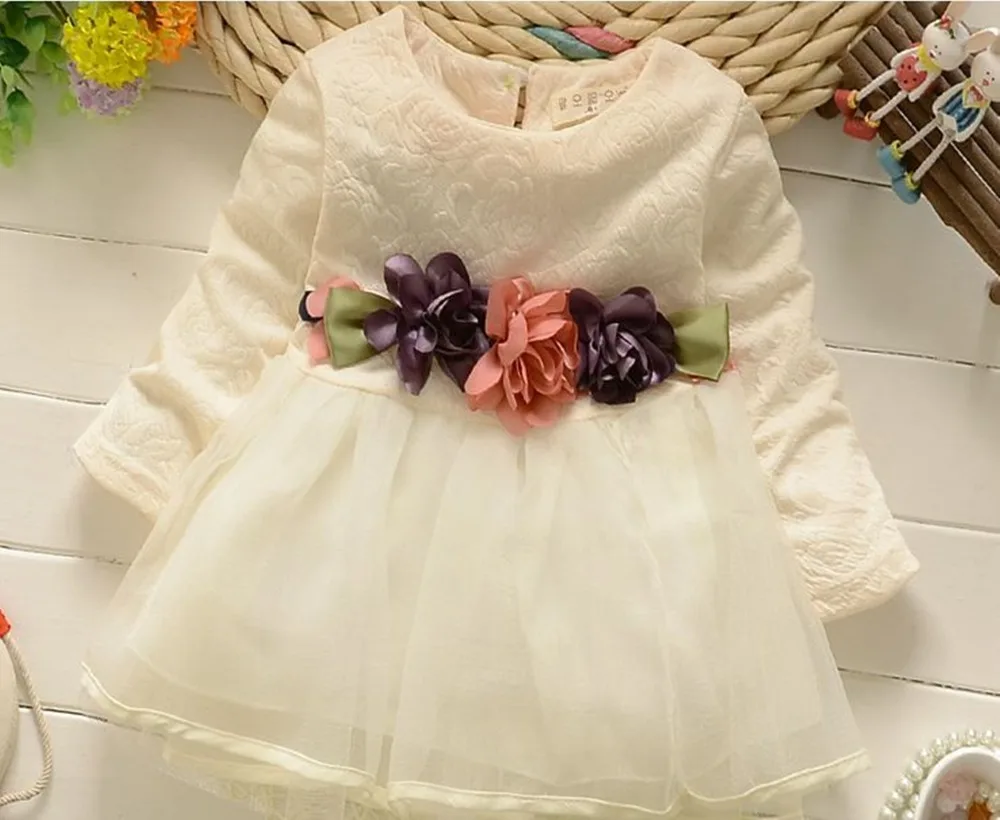 

Girl Dress Fashion Cotton Long Sleeve Flower Infantil Baby Girls Clothes Cute Infant Flower Kids Clothes Princess Dress