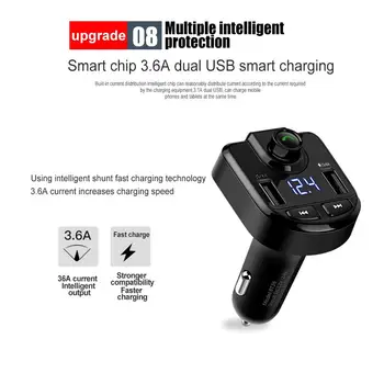 

Vehemo BT36 Car FM Transmitter FM Transmitter Bluetooth Handsfree TF Card for Receiver FM Adapter Portable Stereo Music U Disk