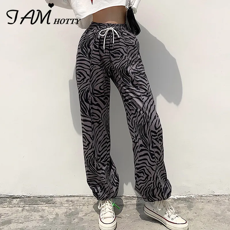 IAMHOTTY Zebra Print Cargo Pants Capri Women High Waist Casual Joggers Bottom Sweatpants Trousers Y2k Pants Korean Streetwear IAMHOTTY Zebra Print Cargo Pants Capri Women High Waist Casual Joggers Bottom Sweatpants Trousers Y2k Pants Korean Streetwear