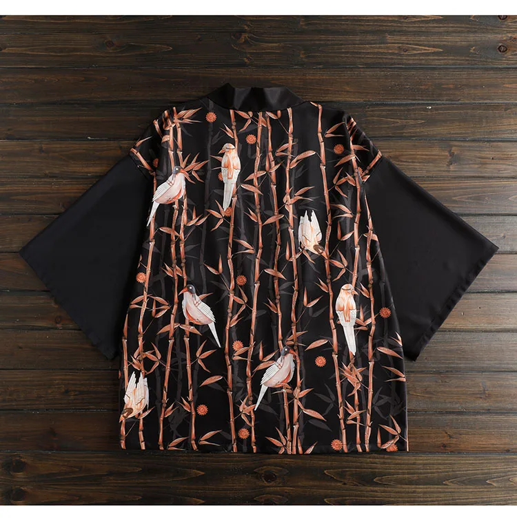 

Japanese loose bathrobe Punk style steam bird haori summer Sunscreen kimono Cardigan coat