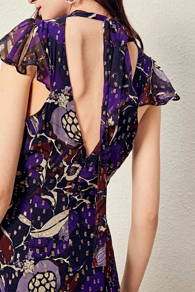Purplish Blue Женское платье, весна и лето, новое шелковое платье - Цвет: Purplish Blue