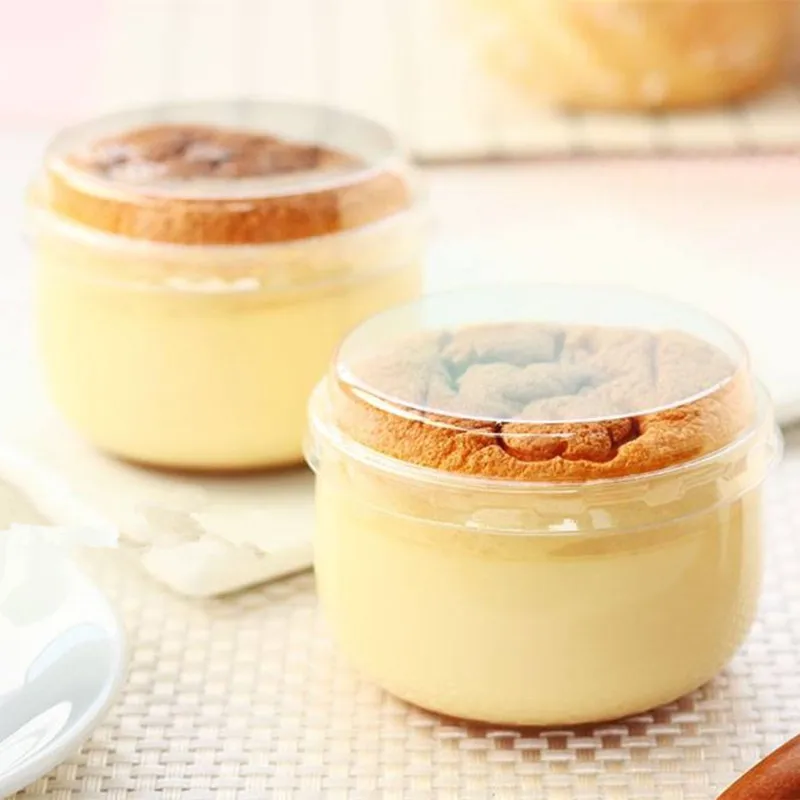 

100pcs High quality frosted transparent disposable pudding cups high temperature baking cake dessert plastic cup with lid 140ml