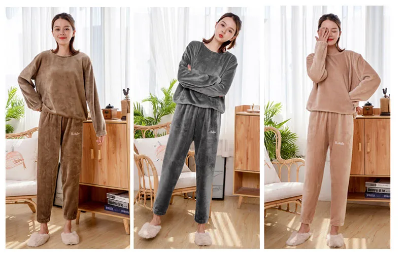 Теплый костюм; сезон осень-зима; стиль; теплая Пижама большого размера; домашняя одежда