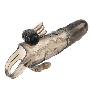 OLO Double Vibrator Penis Sleeve Adult Sex Toys Man Penis Extender Condom for Men Delayed Ejaculation Cock Enlargement Reusable 4