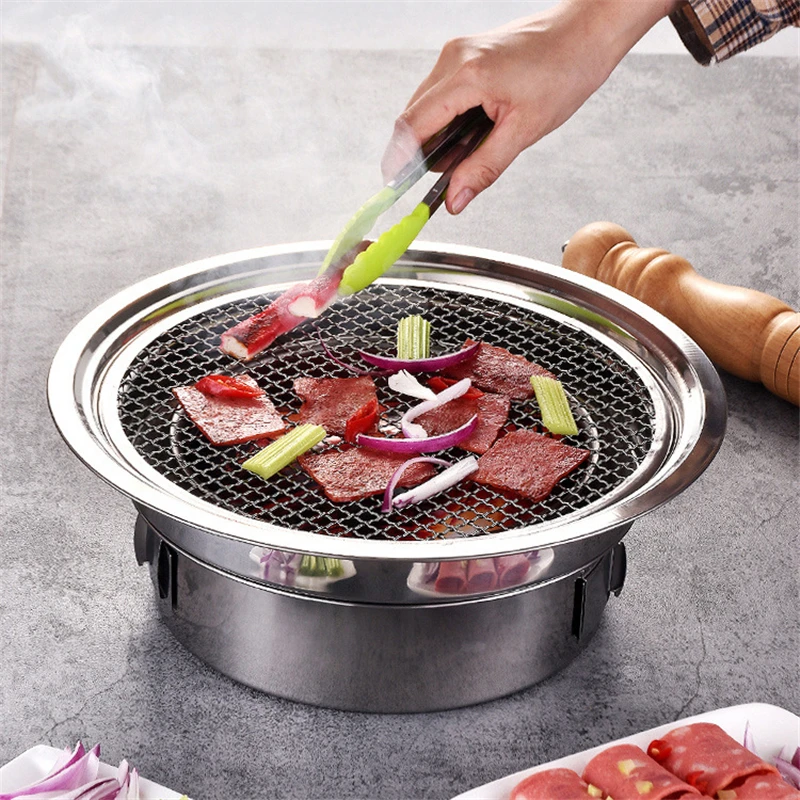 

Korean Charcoal Barbecue Grill Stainless Steel Non-stick Barbecue Tray Grills Portable Charcoal Grill for Outdoor Camping bbq