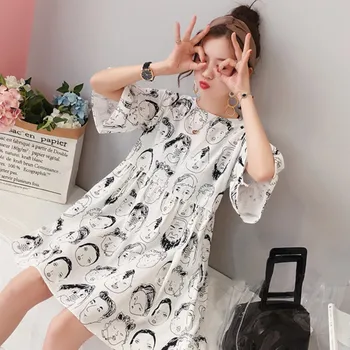 

COIGARSAM 4XL Plus Size Women dress Summer Dresses Gray White Yellow 100