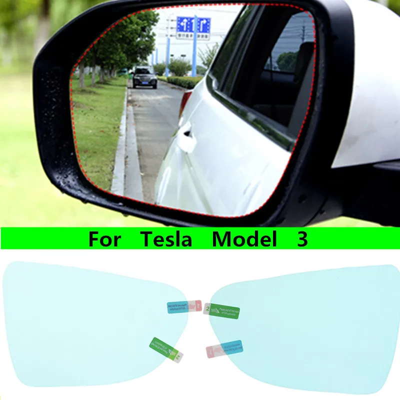 

For Tesla Model 3 2PCS Car Rearview Mirror Protective Film Anti Fog Window Clear Rainproof Rear View Mirror Protective Soft Film