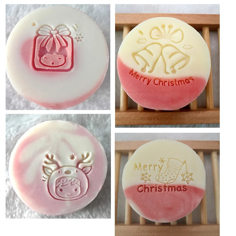 Transparent Handmade Clear Soap Stamp, English Alphabet Series, Xmas Tree Hat, Animal Elk, Acrylic Soap Making Supply, Chapter