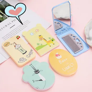 

new Cute Mirror with Comb Cute Cookie Shaped Design Makeup Portable Folding Mini Miroir Espelho Gift Wholesale