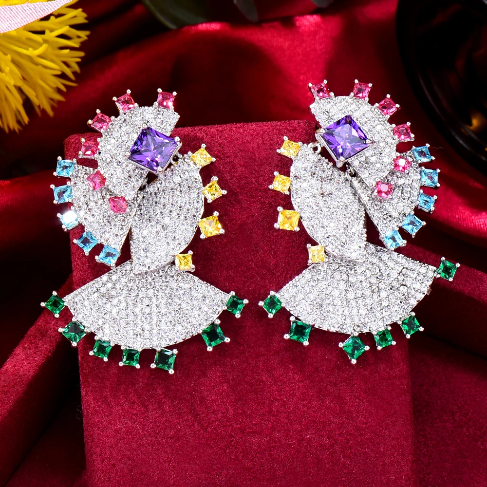 

KellyBola 2022 New Trendy Brand Fashion Exquisite Sector Zirconia Earrings For Women Party African Jewelry G246