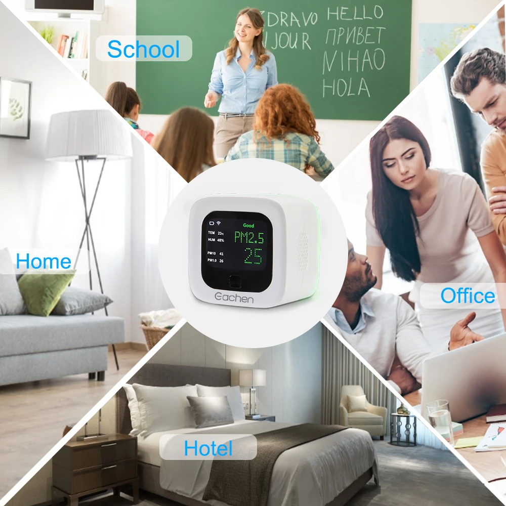 Eachen Smart WiFi PM2.5 и датчик температуры и влажности, экологический детектор(приложение Tuya Smart Life