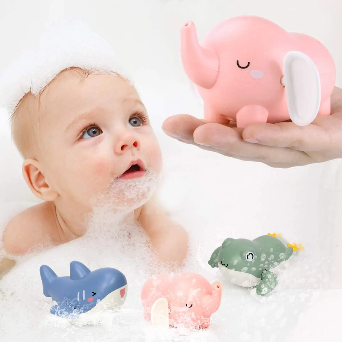 Juguete de baño para bebé, aspersor de agua con dibujos animados de elefante, Rana, tiburón, ducha