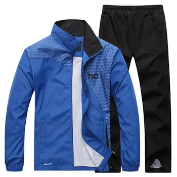

Tracksuits Men Quality Polyester Sporting Suit Spring Autumn Men`s Sets 2 Pieces Zipper Jacket+Pants Casual Male Training Suit