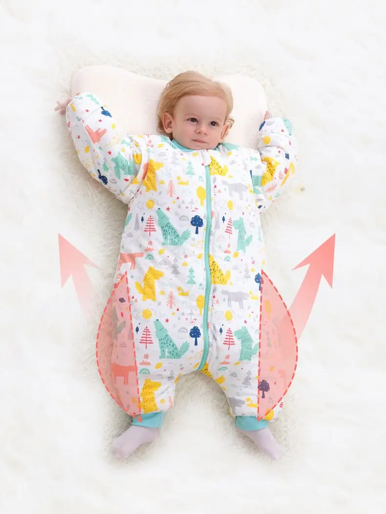 HappyFlute bawełniany śpiwór z długim rękawem zimowy komiksowy Split noga niemowlęca gruba tkanina pasuje 0 ~ 6 lat dziecko