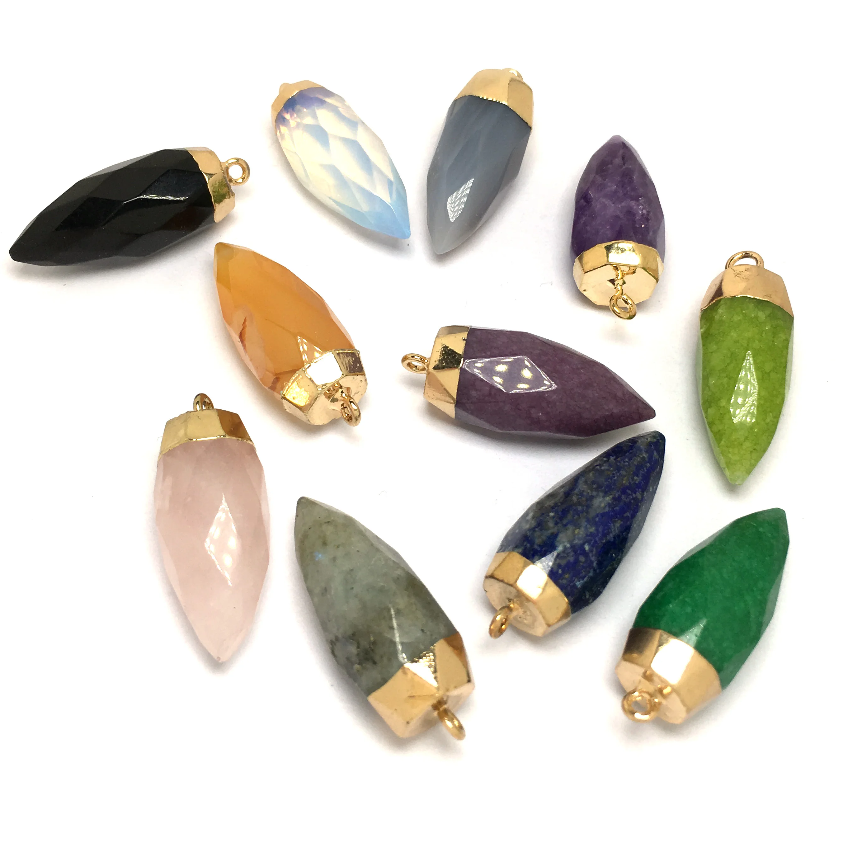 

11 Colors Column Shape Natural Stone Pendants Necklace Pendants for Jewelry Making Charms Jewelry Gift for Women Men 22x35mm