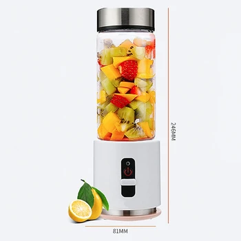 

Usb Rechargeable Smoothie Blender 380Ml Glass Smoothie Blender Juicer Easy Small Portable Blender White