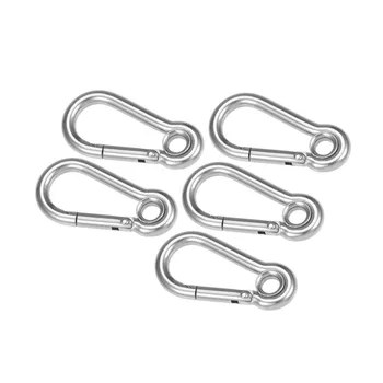 

Carabiner Snap Hook, 304 Stainless Steel Carabiner Spring Snap Link Hook Clip Keychain 5Pcs