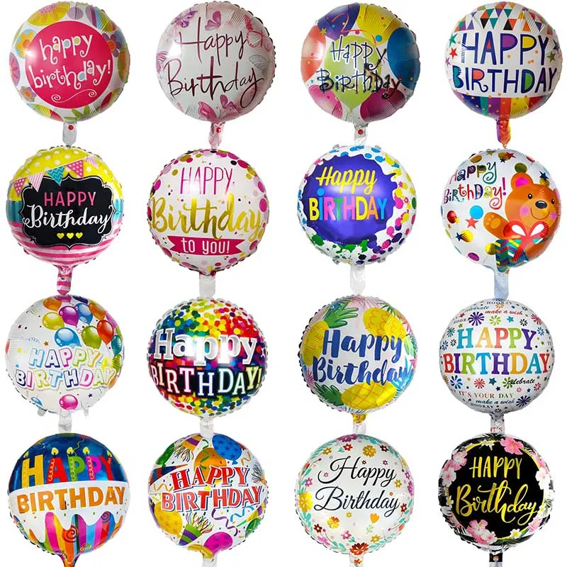 

10pcs Happy Birthday 18inch Celebration Round Shape Foil Helium Balloons For Children's Birthday Party Balloon Kids Toys Globs