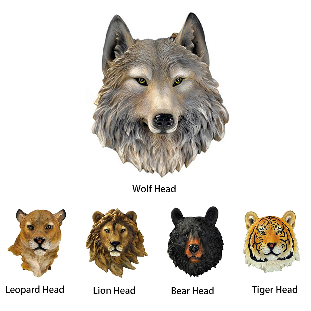 Günstige Montiert Wand Hängen Tier Kopf Geschenk Wohnzimmer Leopard Ornament Dekoration Kunst Synthetische Harz Handwerk Realistische 3D Wolf