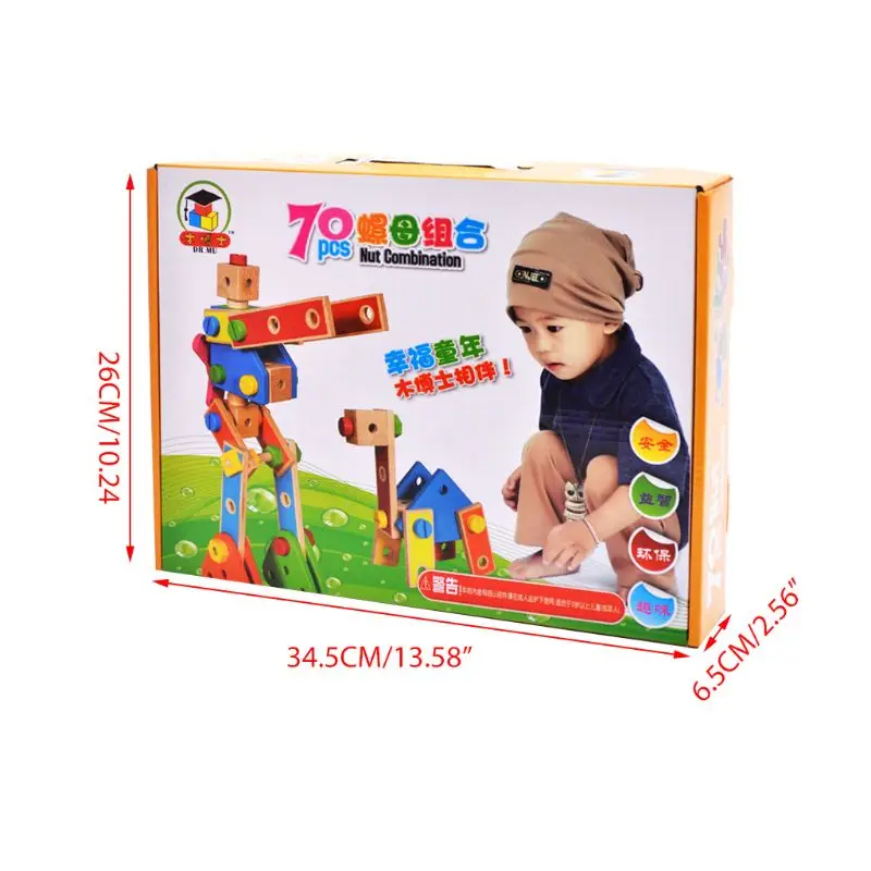 

Boys Girls Wooden Variety Nut Building Blocks Combination for Children Kids