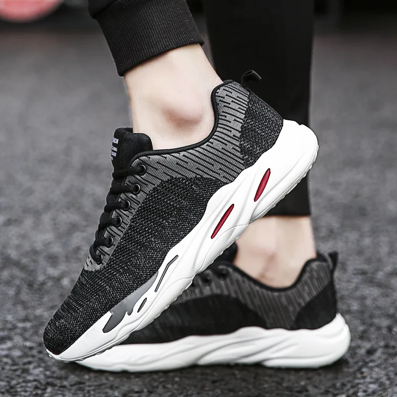 

2019 Autumn Fly Netting Surface Casual Sports Shoes Men's Korean-style Trend Lightweight Breathable Running Shoes Youth Men Shoe