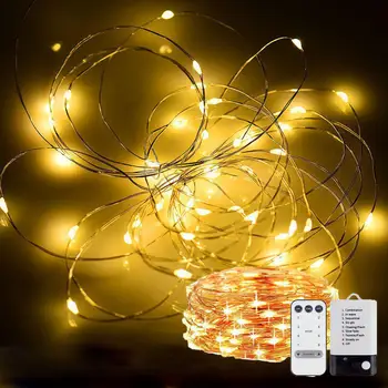 

8 Functions Black White Battery Box Remote Control USB Dual Use LED Copper Wire String Light for Christmas Garden Decor