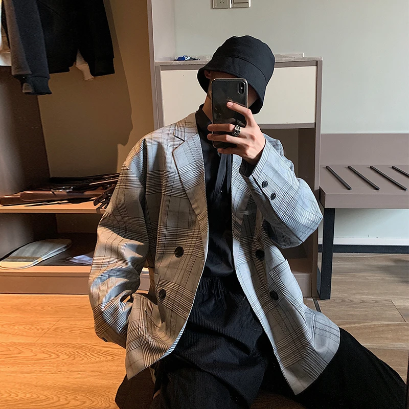 Autumn New Suit Blazer Men Fashion Retro Business Casual Plaid Suit Jacket Man Streetwear Wild Loose Dress Jacket Male S-XL Autumn New Suit Blazer Men Fashion Retro Business Casual Plaid Suit Jacket Man Streetwear Wild Loose Dress Jacket Male S-XL