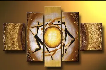 

Hand-painted 5 Pieces Abstract Painting Modern Canvas Panel Wall Art Decoration for Home Living Room Bedroom Office 5pcs/set