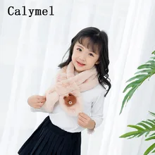 Calymel Зимний милый детский шарф для девочек, для мальчиков 3D шарфы с героями мультфильмов зимние сапоги на искусственном кроличьем меховой воротник шарф утепленной шеей