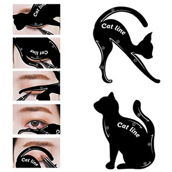 

Women's Cat Line Pro Eye Makeup Tool Eyeliner Stencils Template Shaper Model eyebrow definition shaping