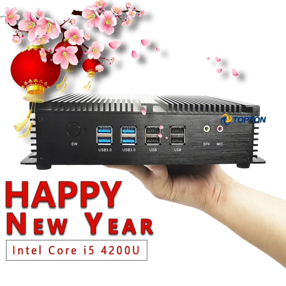 

Windows 10 Industrial Computer Intel i5 4200U Celeron 2955U Fanless Mini PC,4xUSB3.0, 6xCOM RS232, HDMI, WiFi,Full Metal Case PC
