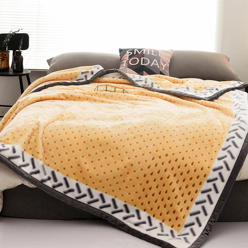 

Coral Fleece Blankets Winter Double-Layer Thick Warm Flannel Bed Sheet Dormitory Single-Style Nap Small Quilt