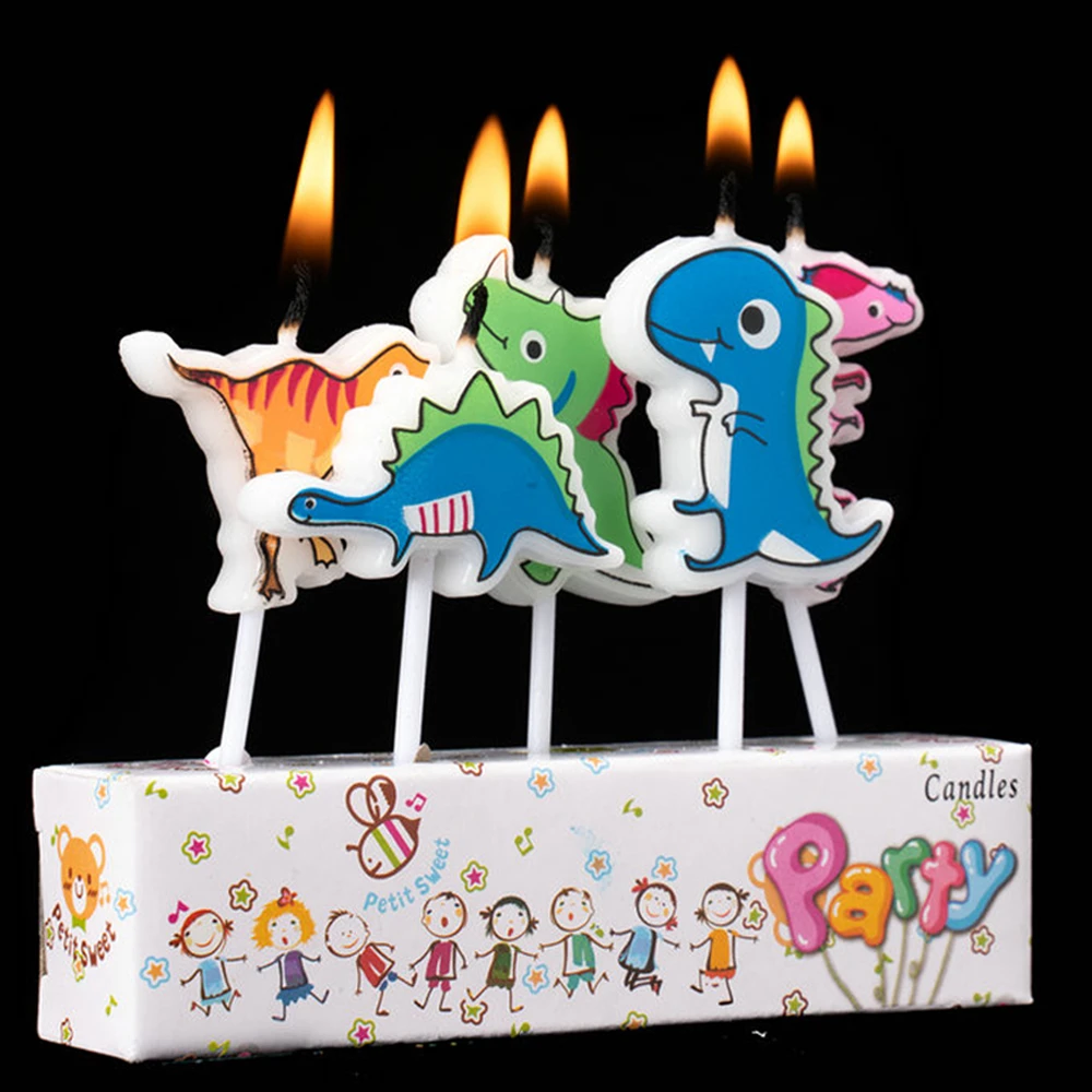 5Pcs/Pack Cute Dinosaur Candles Creative Craft Candles Children's Birthday  Party Cartoon Candle No Smoke Cake Baking Decoration|Trang Trí Tiệc Tự Làm|  - AliExpress