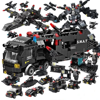 

legoINGl Building blocks car 72 kinds shape small particles military building block police aircraft assembling educational toy
