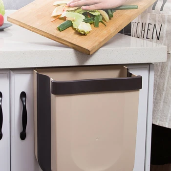 

Household Cabinet Door Wall-mounted Trash Can Portable Car Waste Bin Kitchen Folding Hanging Classification Trash Bin