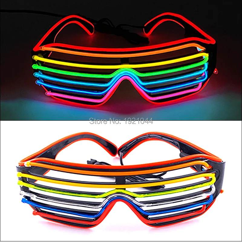 Blue KOBWA Light Up Eyeglasses Flashing Shutter Neon Glowing Glasses Multicolor LED Luminous Glasses with 8 Modes for Party Christmas Birthday 